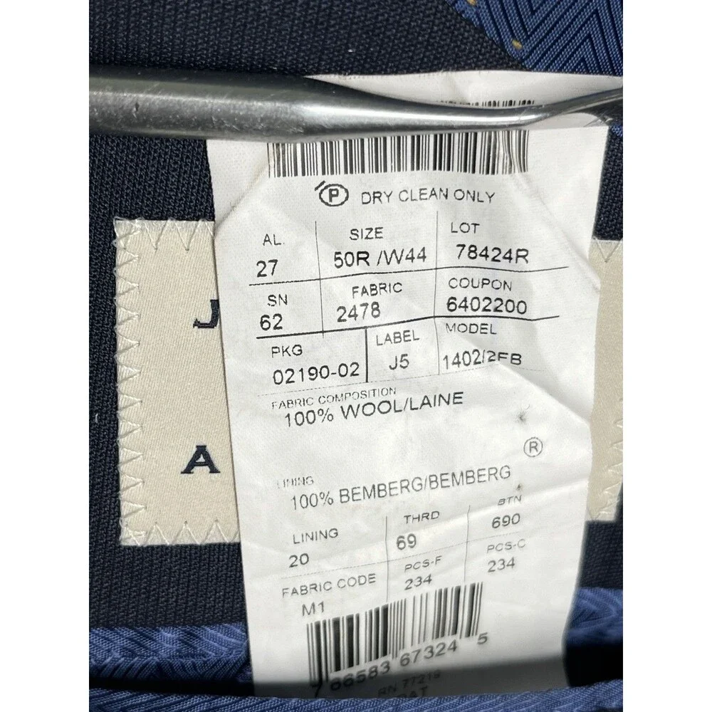 Joseph Abboud Marzotto Super 120’s Sport Coat Mens 50R Navy Italian Wool Blazer